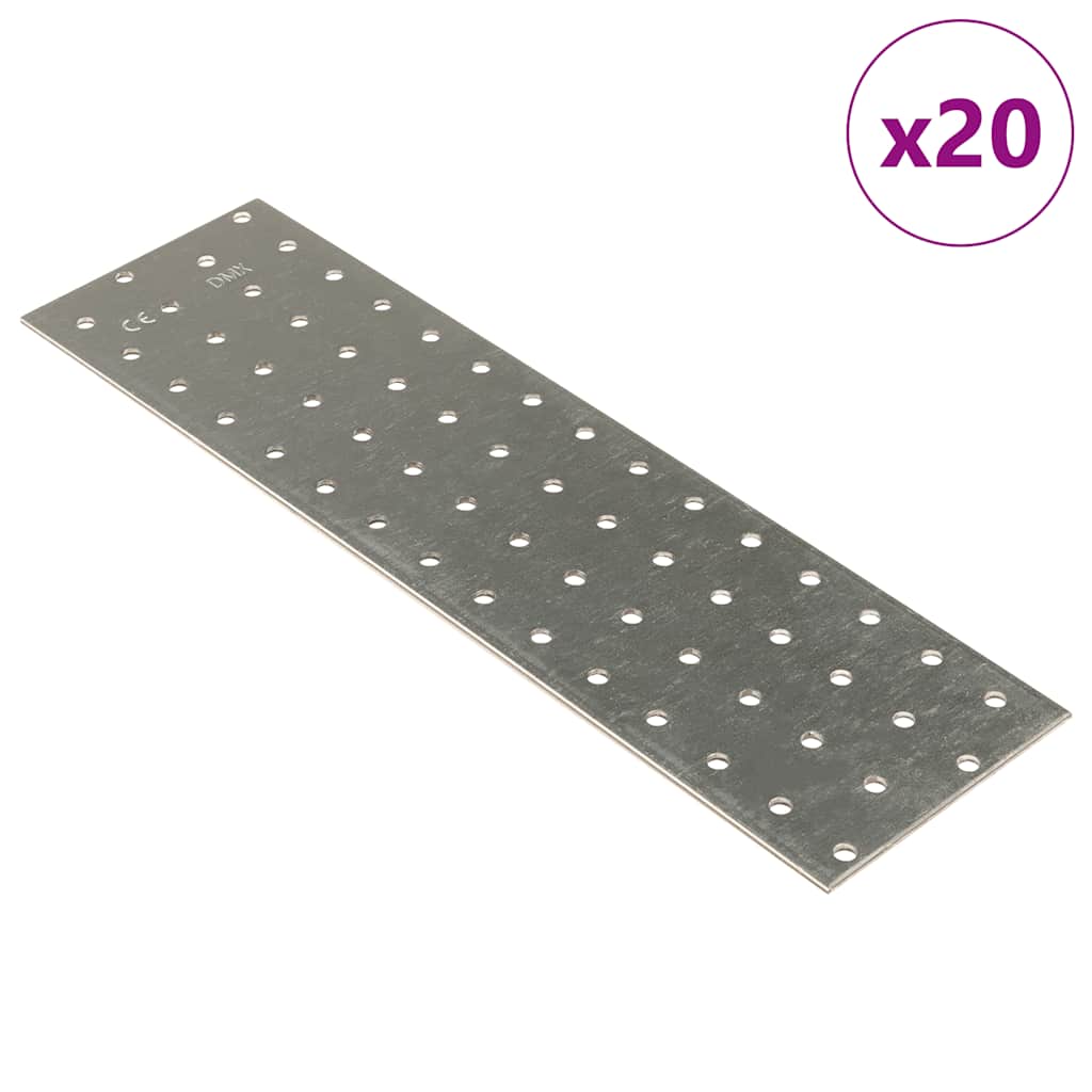 perforerede plader 20 stk. 2 mm 300x80 mm galvaniseret stål
