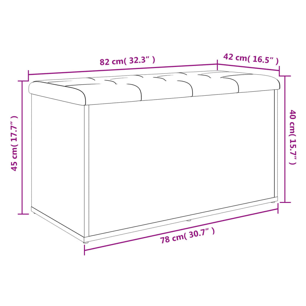 opbevaringsbænk hvid 82x42x45 cm konstrueret træ
