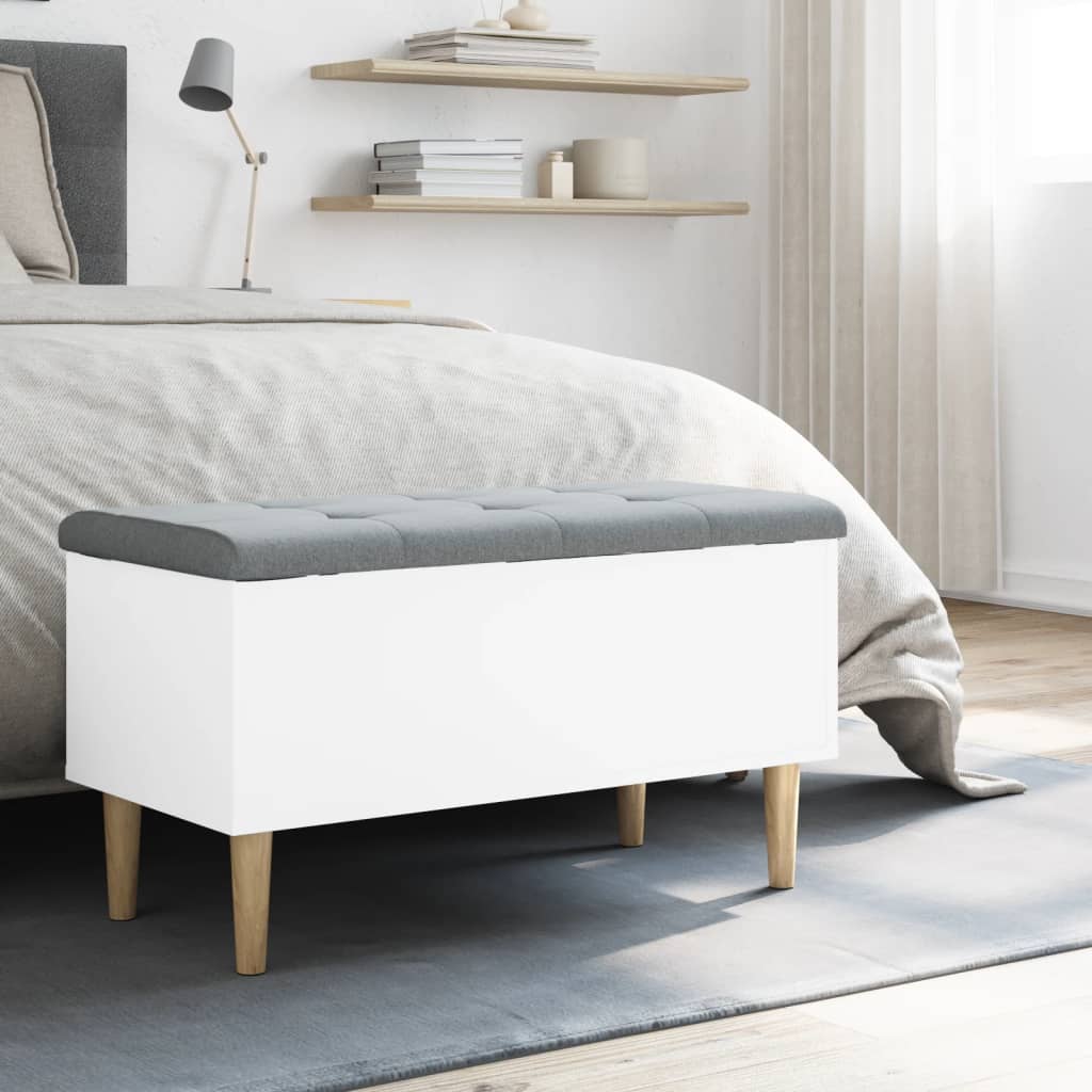 opbevaringsbænk 82x42x46 cm konstrueret træ hvid