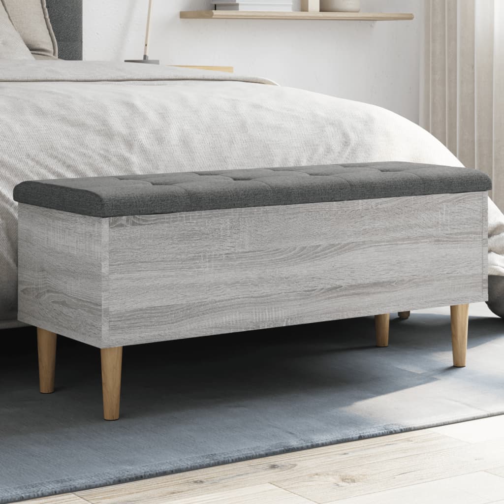 opbevaringsbænk 102x42x46 cm konstrueret træ grå sonoma-eg