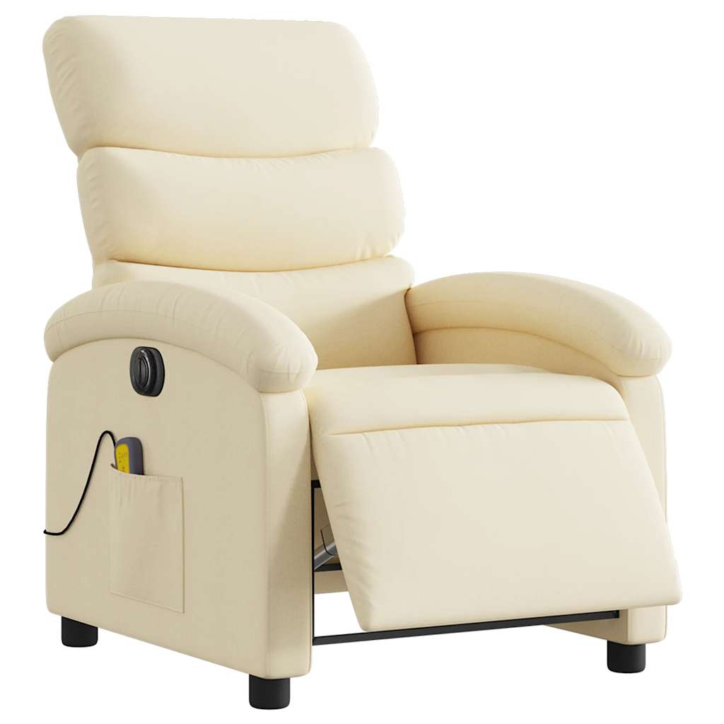eldrevet massagestol stof cremefarvet