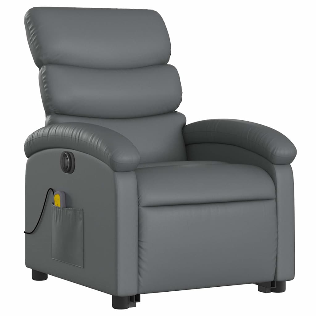 massagestol med løftefunktion kunstlæder grå