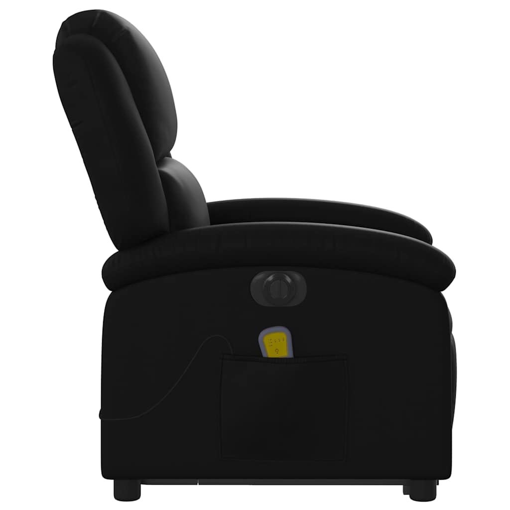 massagestol med løftefunktion kunstlæder sort