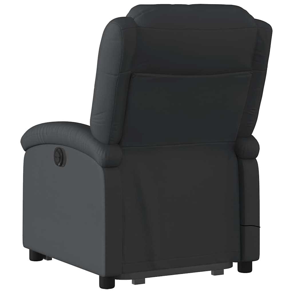massagestol med løftefunktion ægte læder sort