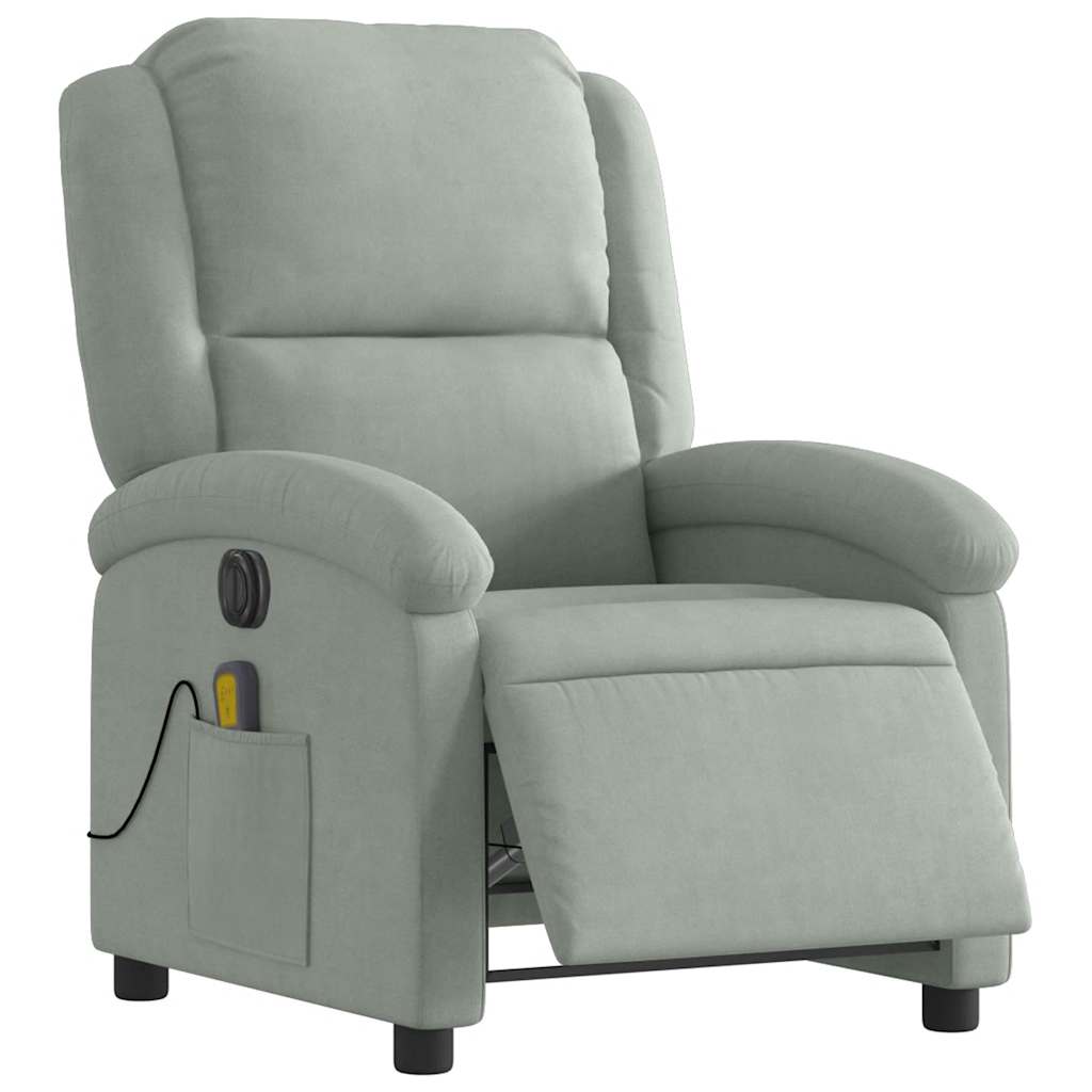 massagestol velour lysegrå