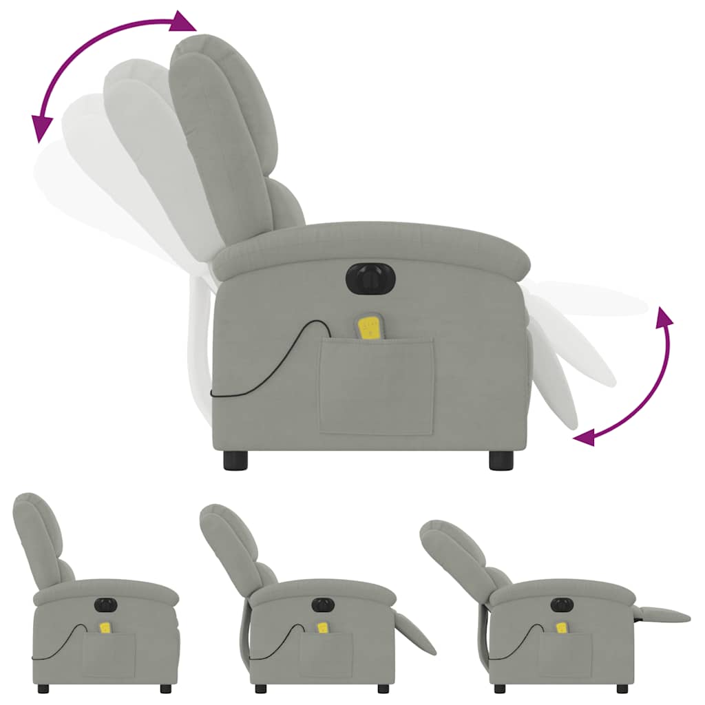 massagestol velour lysegrå
