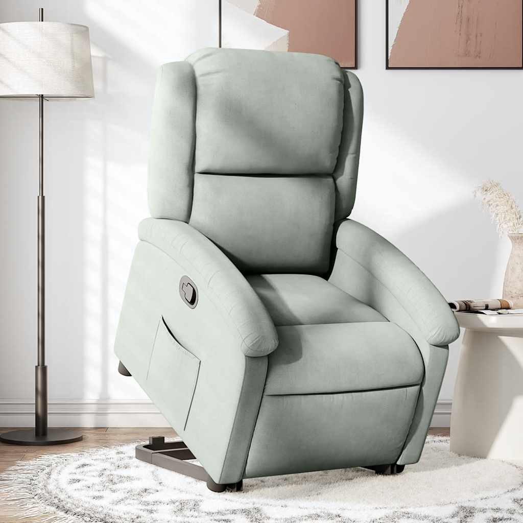 løftestol velour lysegrå