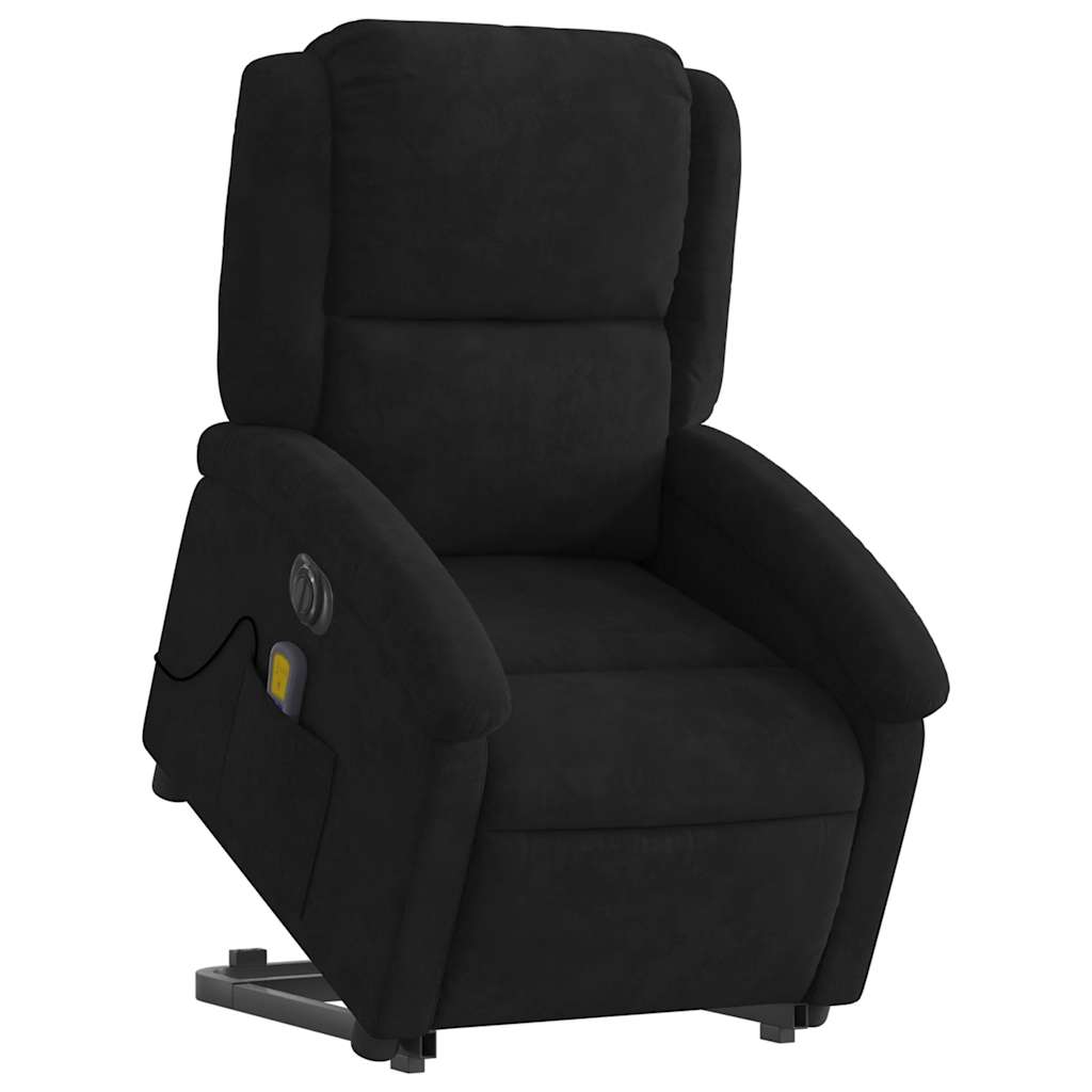 massagestol med løftefunktion velour sort