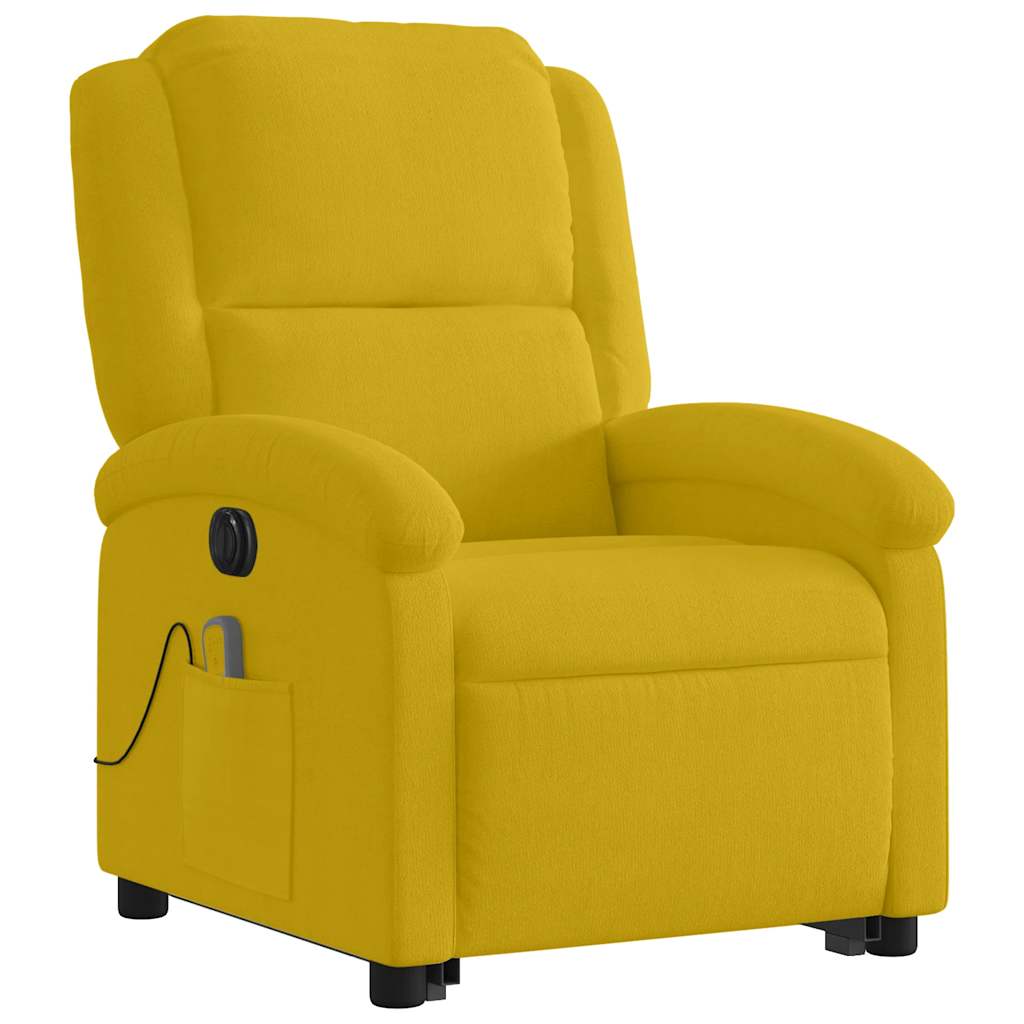 løftestol med massagefunktion velour gul