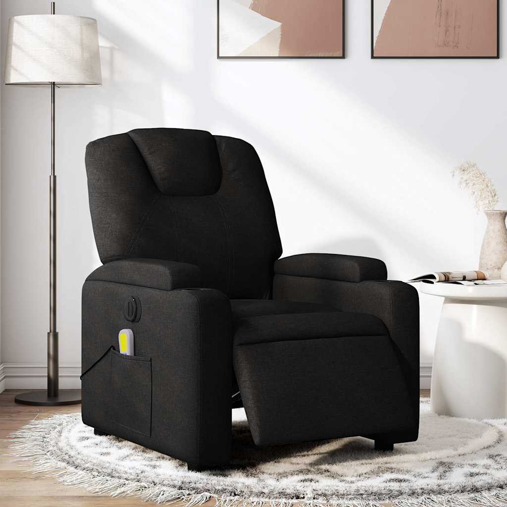 eldrevet massagestol stof sort