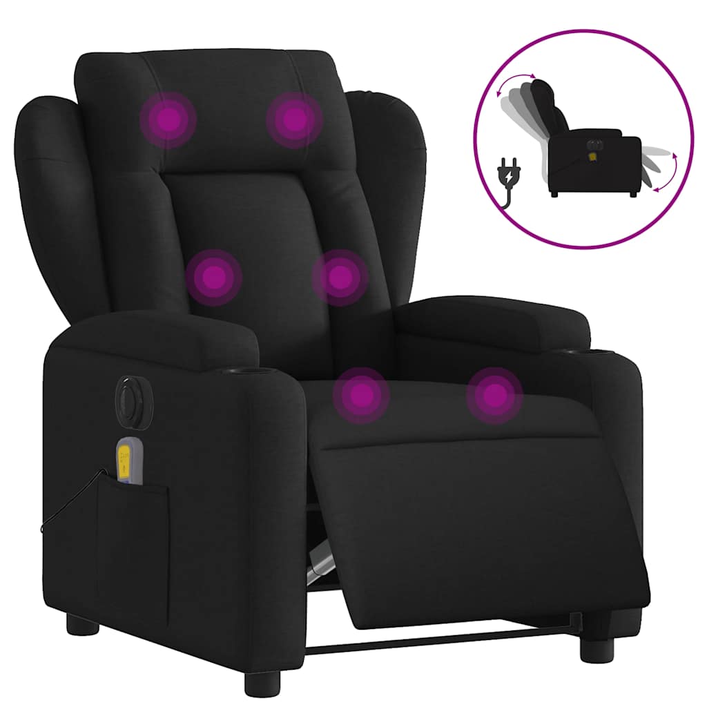 eldrevet massagestol stof sort