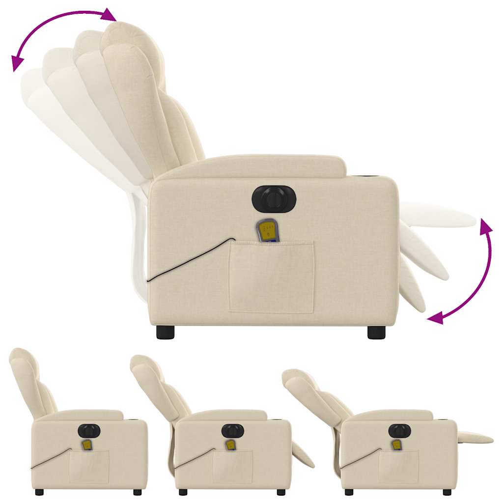 eldrevet massagestol stof cremefarvet