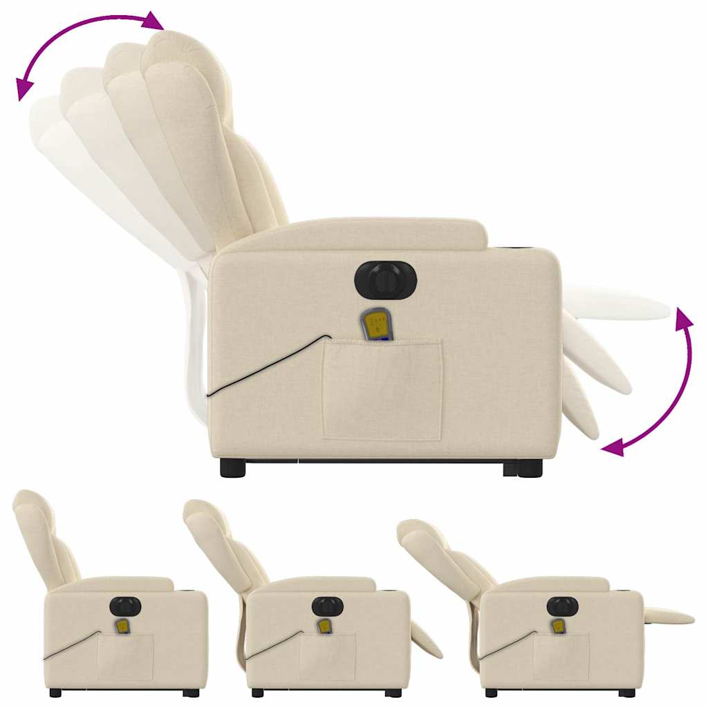 elektrisk massagestol med løftefunktion cremefarvet