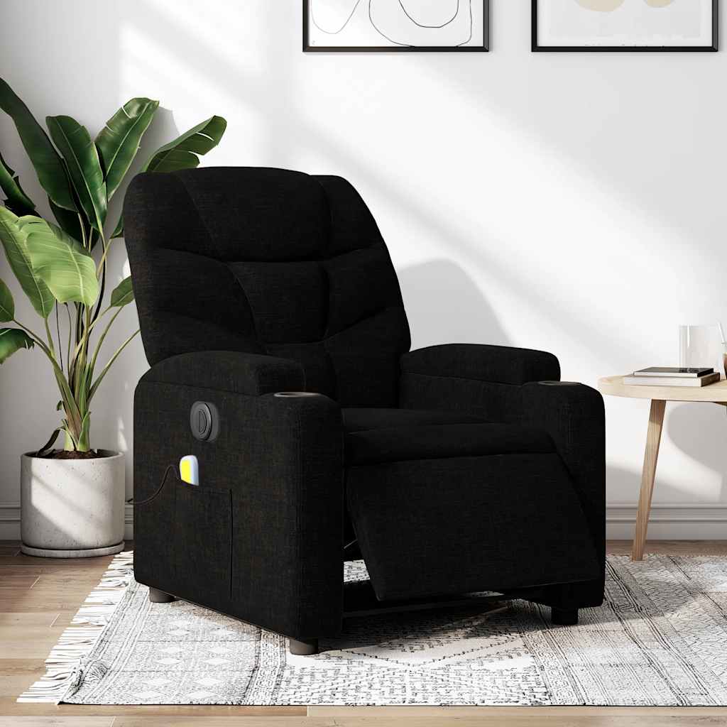 eldrevet massagestol stof sort