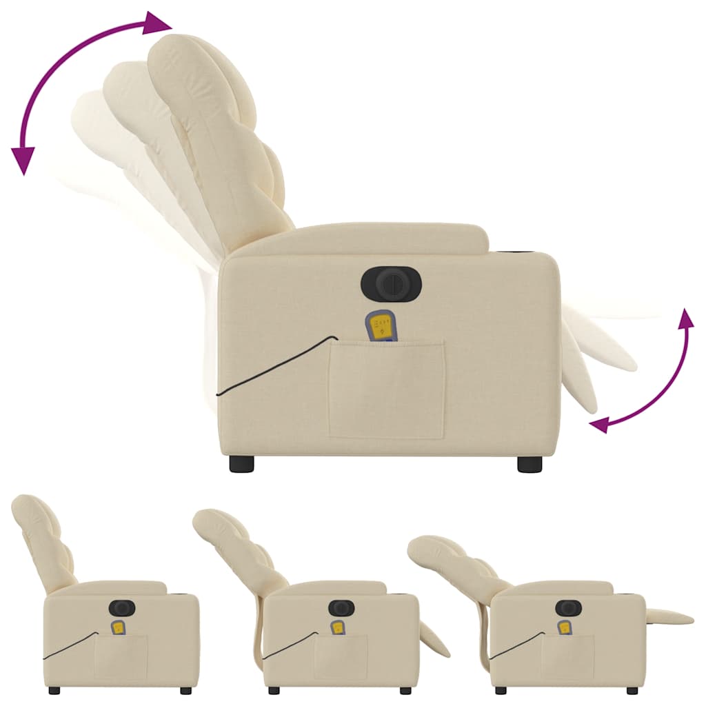 eldrevet massagestol stof cremefarvet