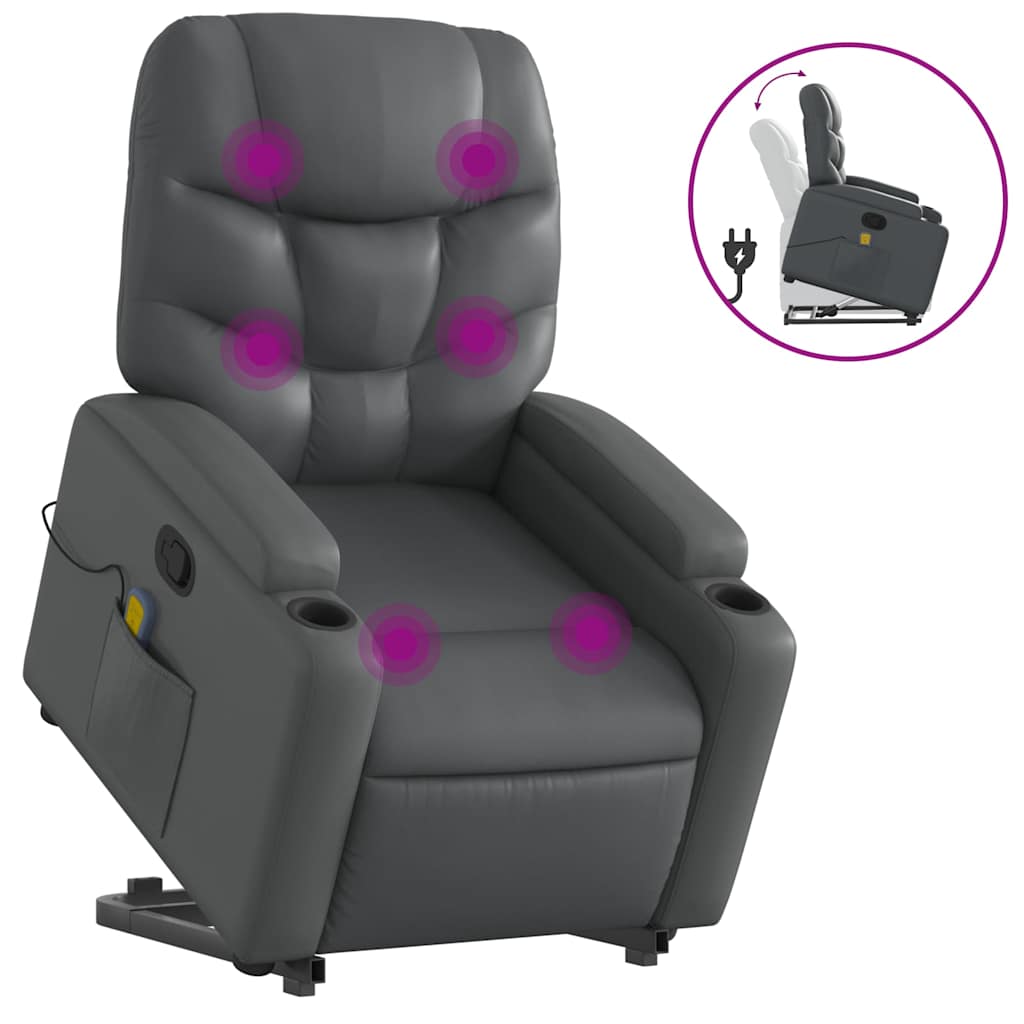 løftestol med massagefunktion kunstlæder grå