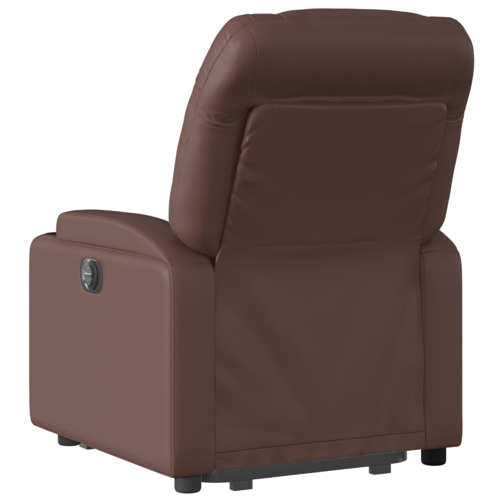 massagestol med løftefunktion kunstlæder brun