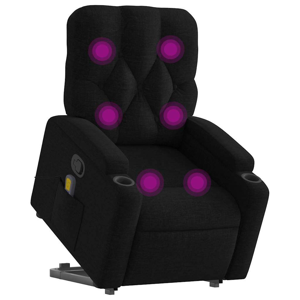 løftestol med massage stof sort