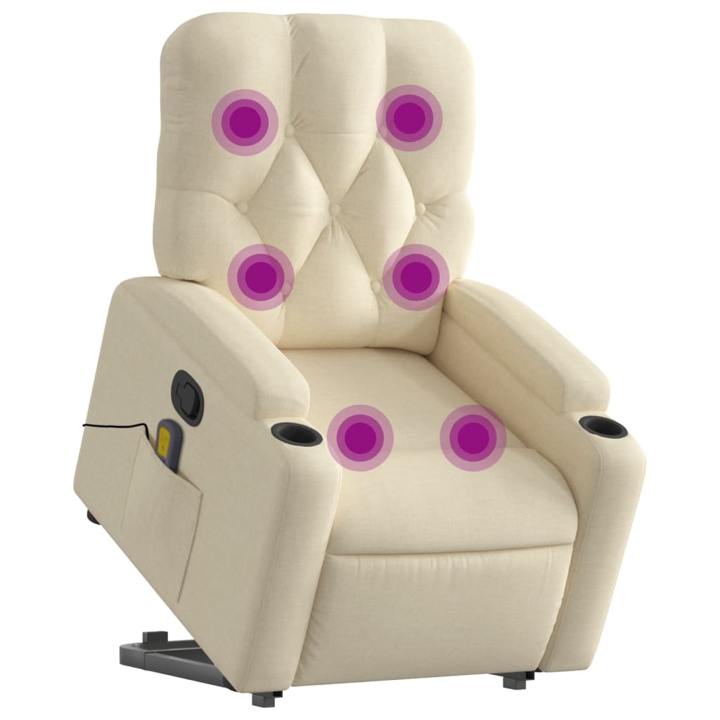 løftestol med massagefunktion stof cremefarvet