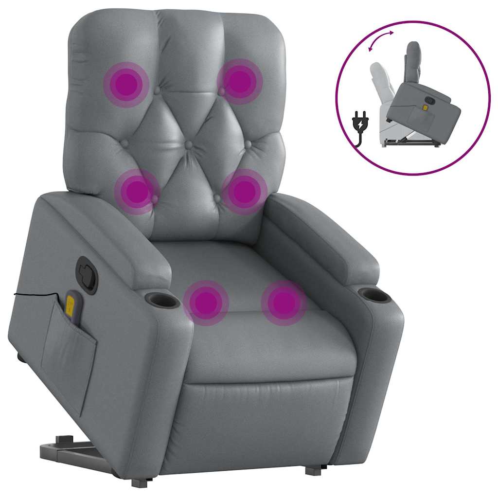 løftestol med massagefunktion kunstlæder grå