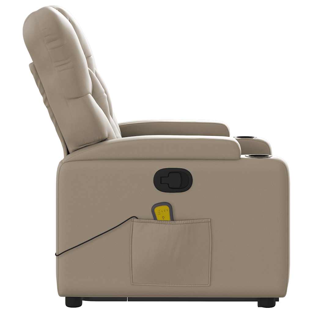 løftestol med massagefunktion kunstlæder cappuccino