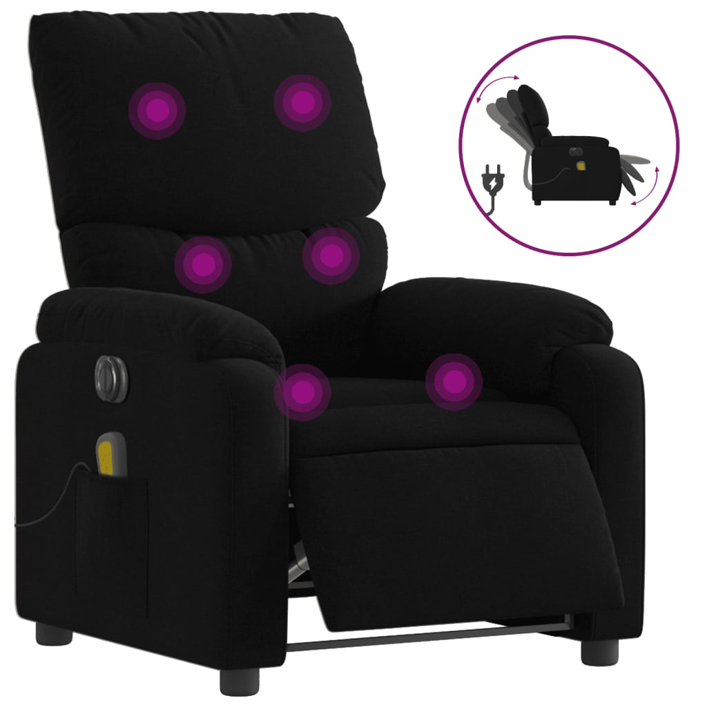 eldrevet massagestol stof sort