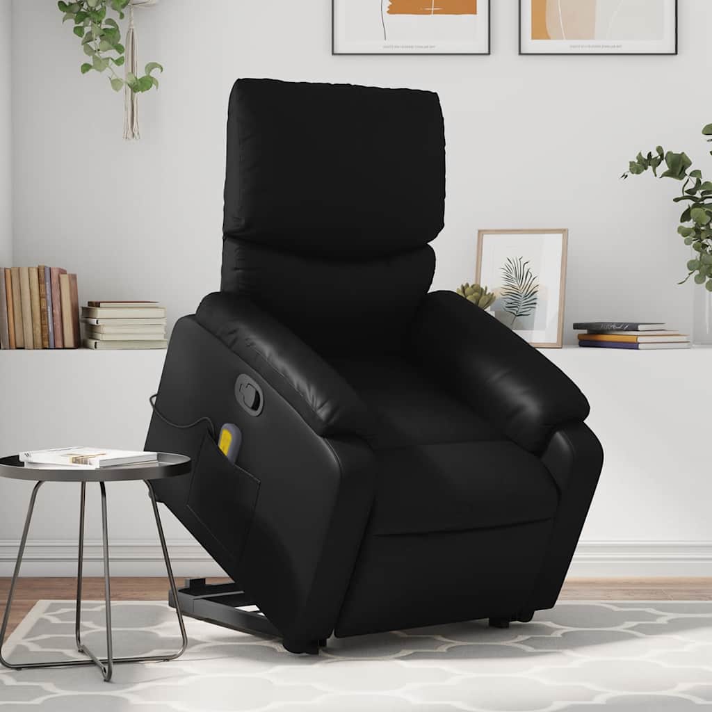 løftestol med massagefunktion kunstlæder sort