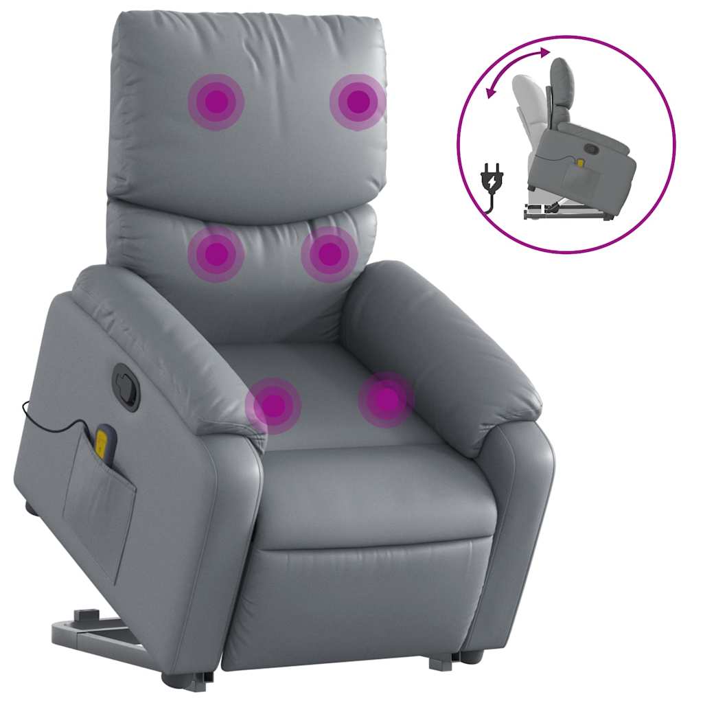 løftestol med massagefunktion kunstlæder grå