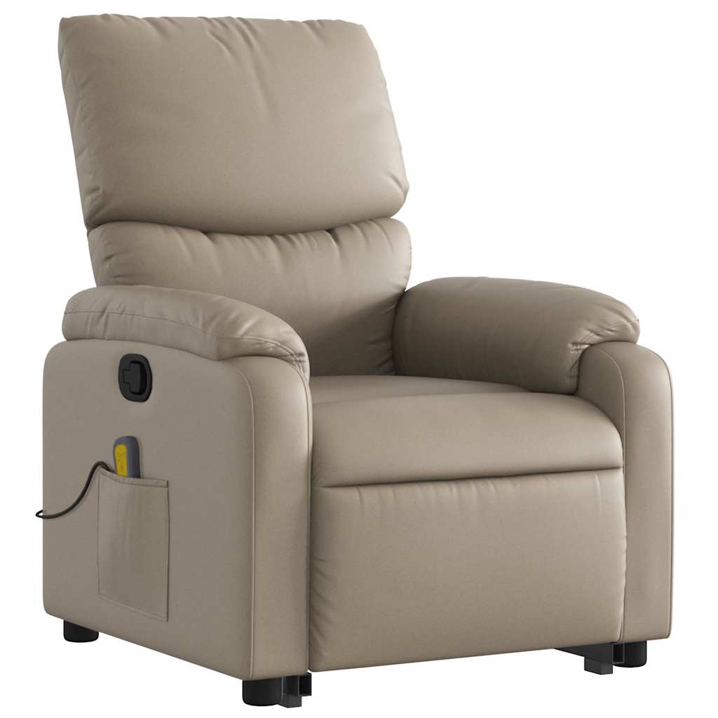 løftestol med massagefunktion kunstlæder cappuccino