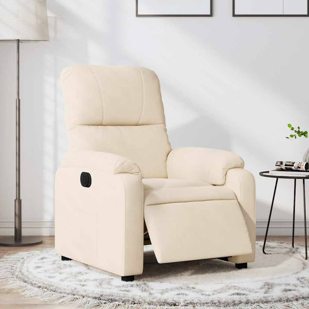 eldrevet lænestol mikrofiberstof beige