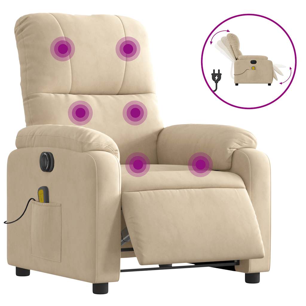 massagestol mikrofiberstof cremefarvet