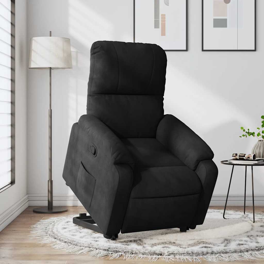 løftestol mikrofiberstof sort