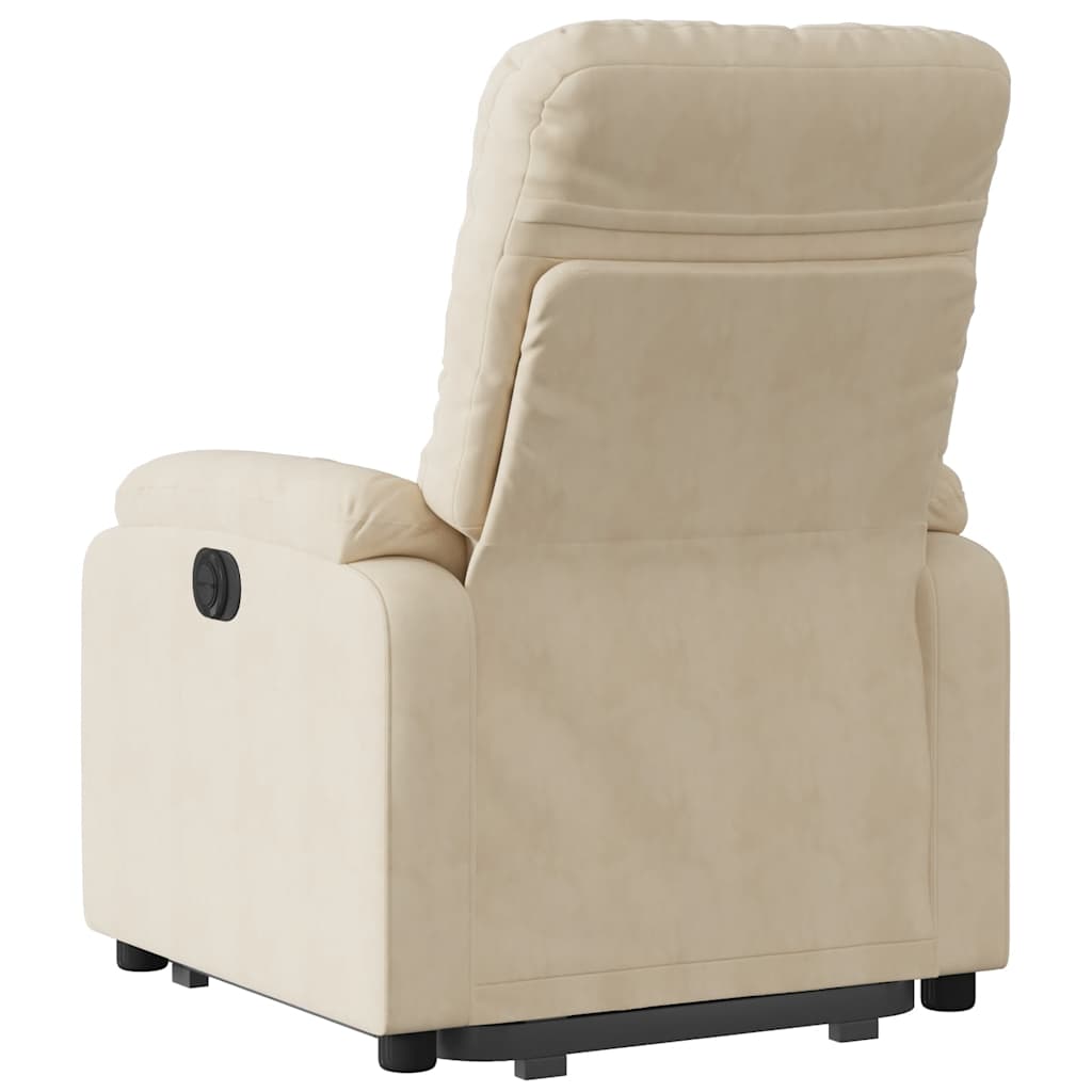 massagestol med løftefunktion mikrofiberstof cremefarvet