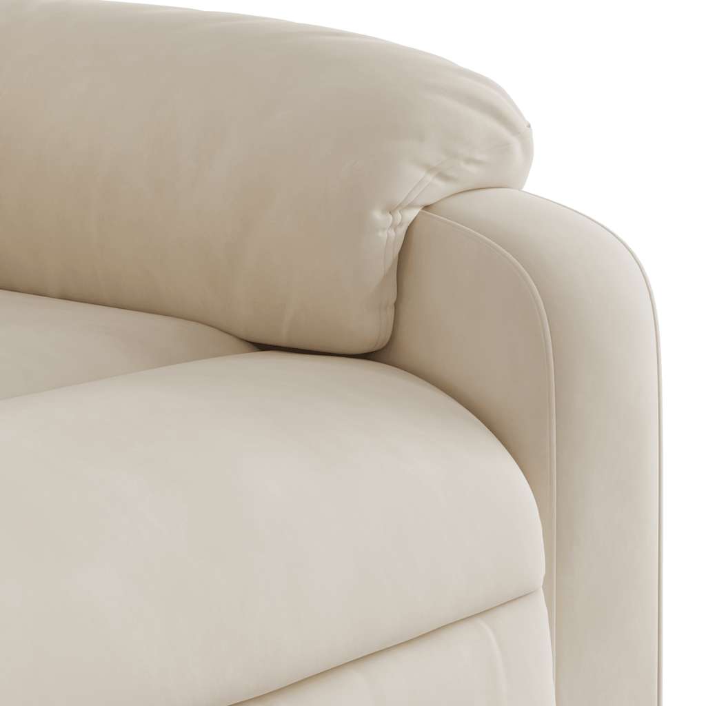 massagestol med løftefunktion mikrofiberstof beige