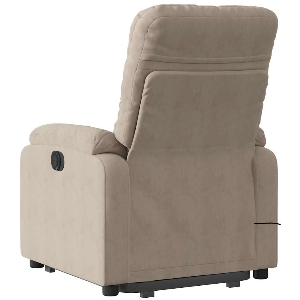 massagestol med løftefunktion mikrofiberstof gråbrun