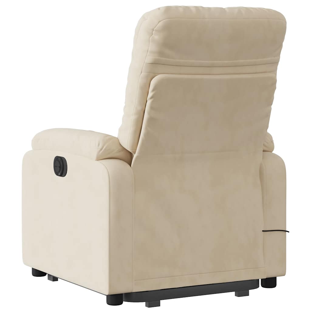 massagestol med løftefunktion mikrofiberstof cremefarvet