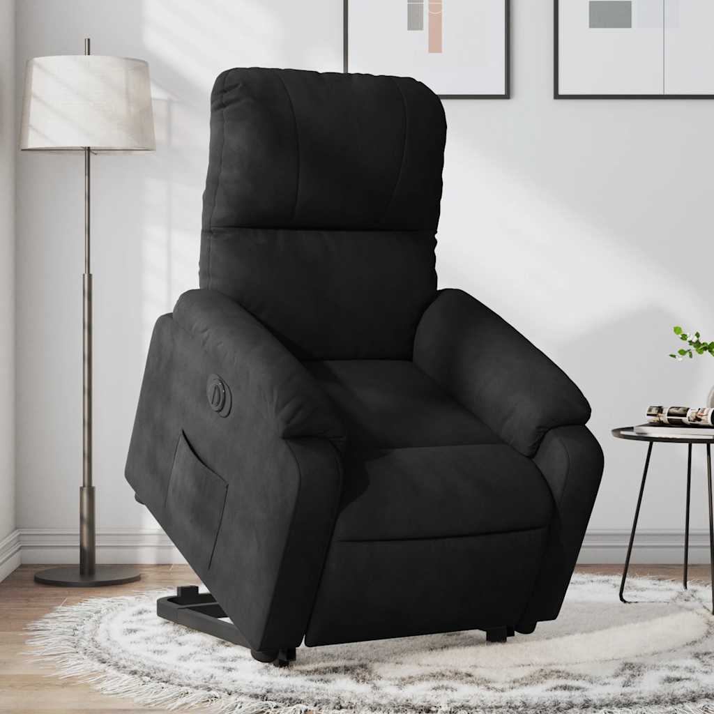 løftestol mikrofiberstof sort