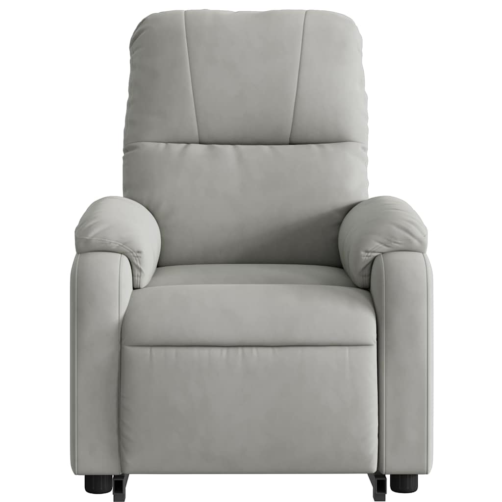 massagestol med løftefunktion mikrofiberstof lysegrå