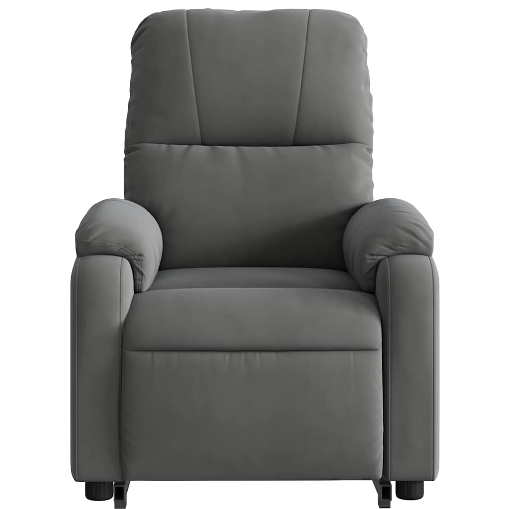 massagestol med løftefunktion mikrofiberstof mørkegrå