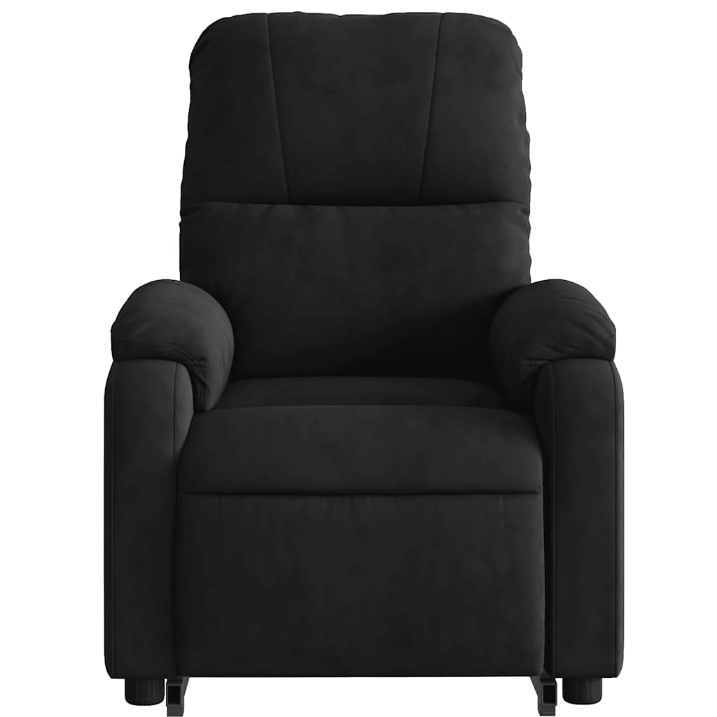 massagestol med løftefunktion mikrofiberstof sort