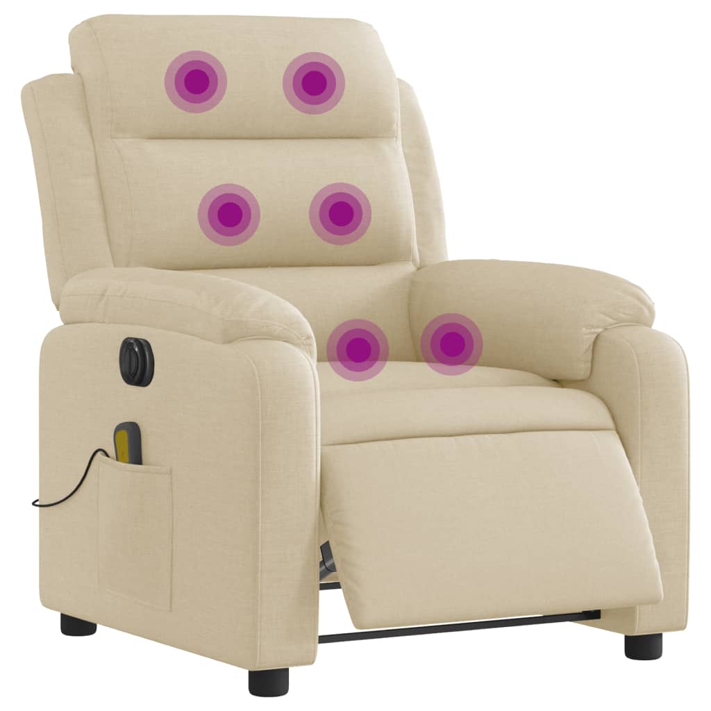 eldrevet massagestol stof cremefarvet