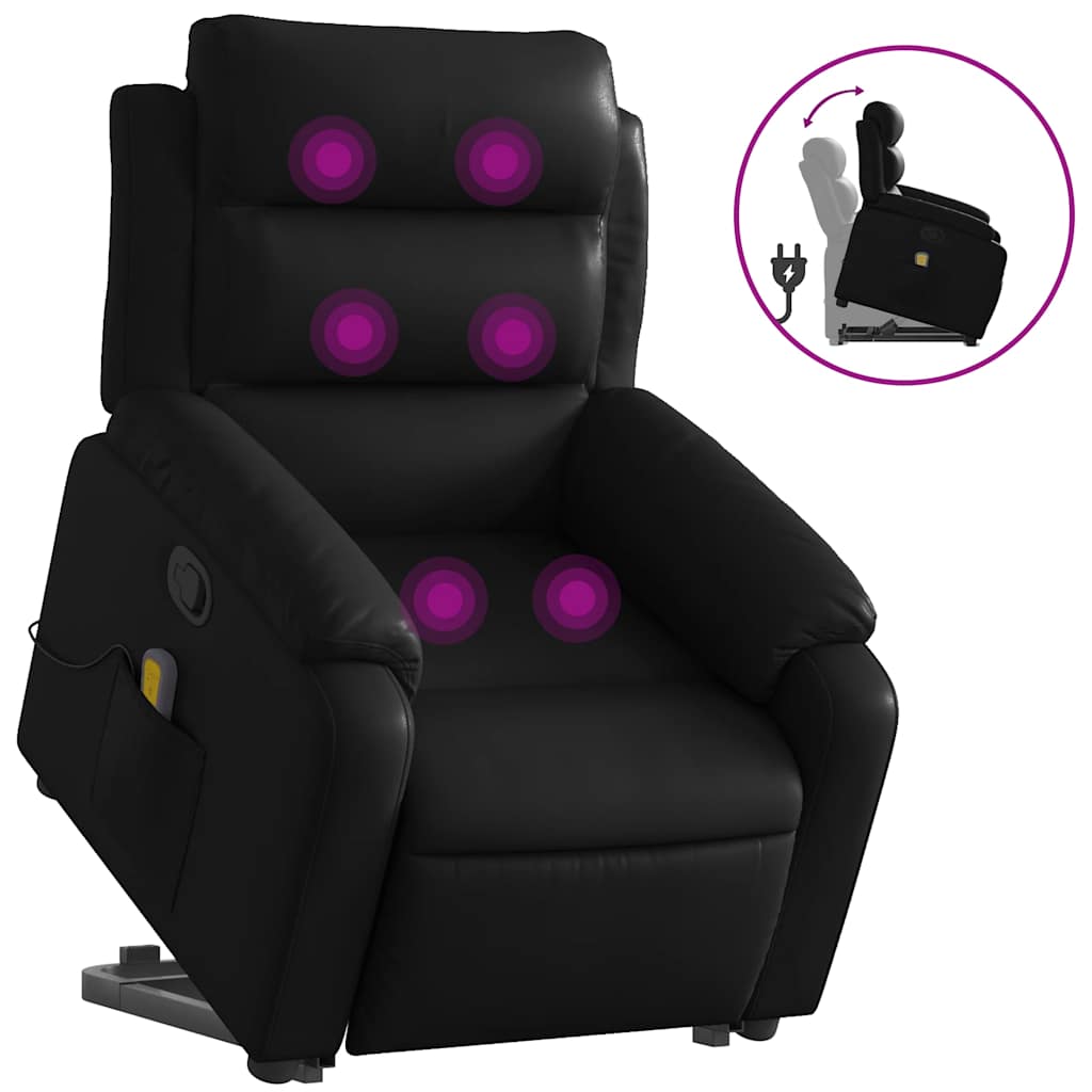 løftestol med massagefunktion kunstlæder sort