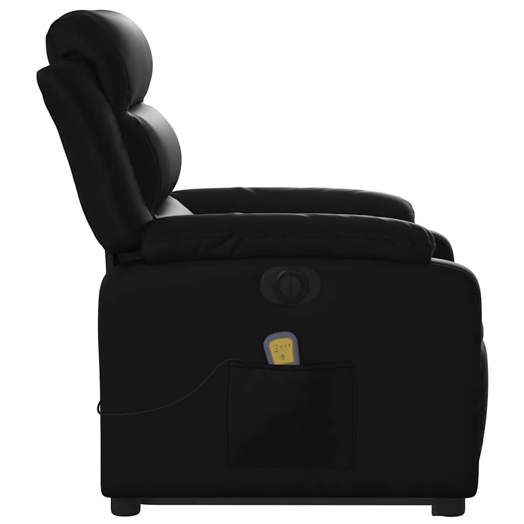 massagestol med løftefunktion kunstlæder sort