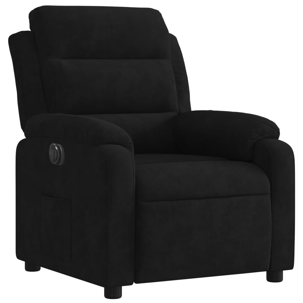 eldrevet lænestol velour sort