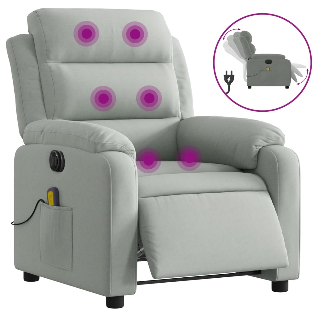 massagestol velour lysegrå
