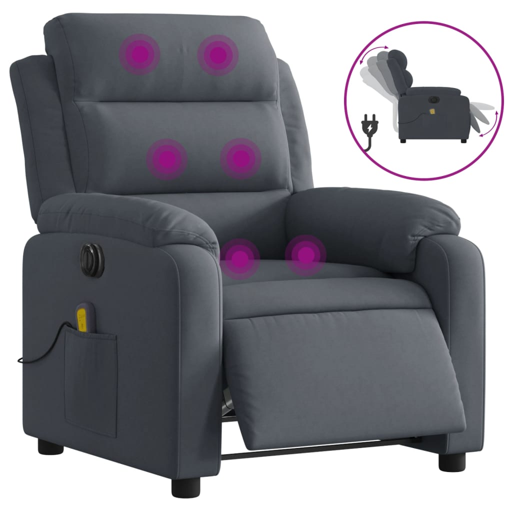massagestol velour mørkegrå