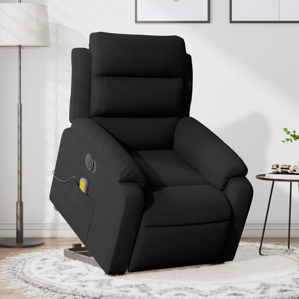 massagestol med løftefunktion velour sort