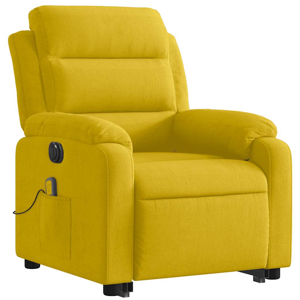 løftestol med massagefunktion velour gul