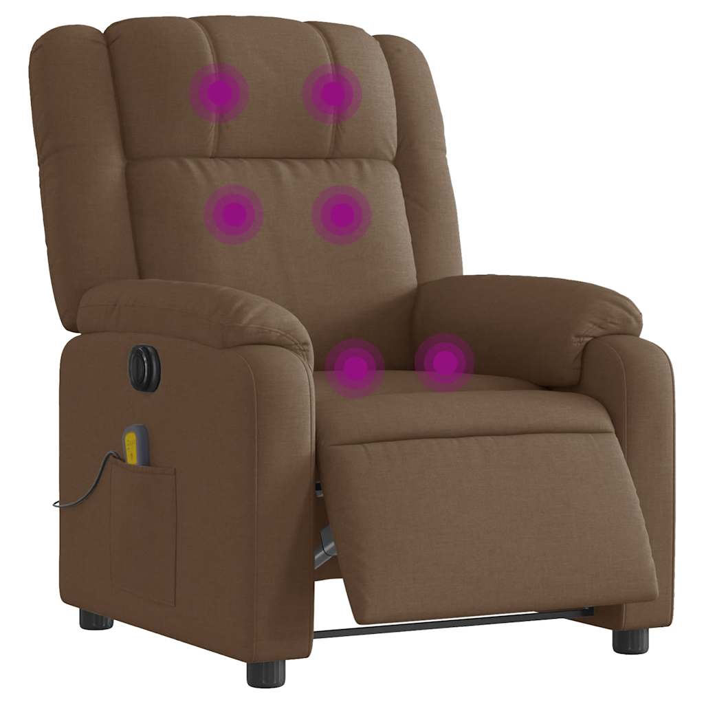 eldrevet massagestol stof brun
