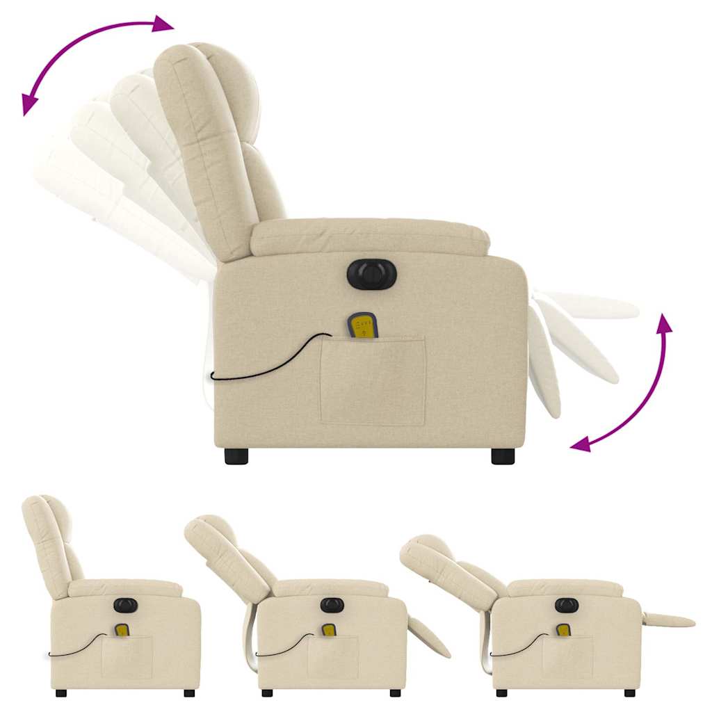 eldrevet massagestol stof cremefarvet